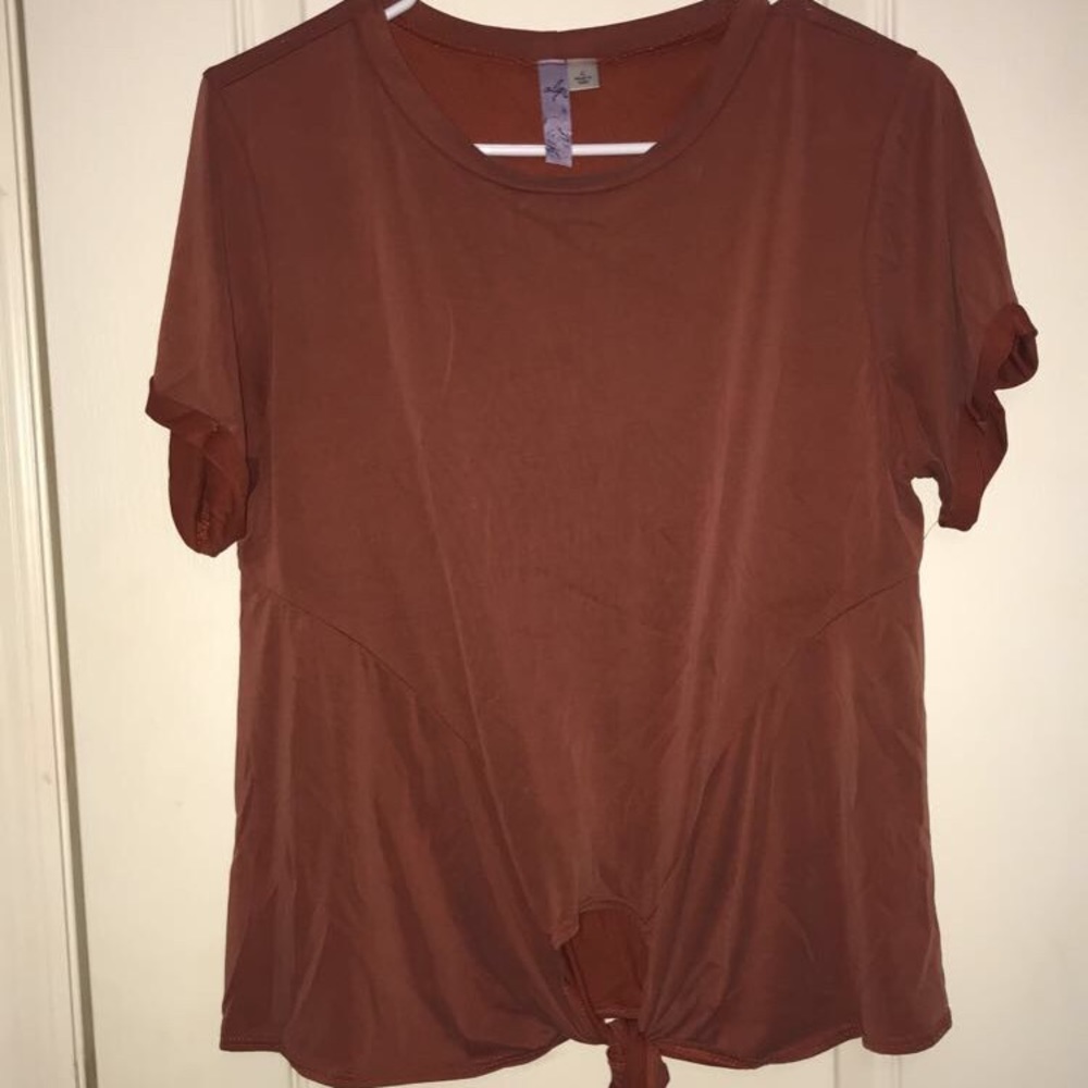 Deep Orange Tie-Front Tee/Blouse from francesca’s)
